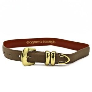 Dooney & Bourke All Weather Leather Belt Brown Gold Buckle XS 22-24